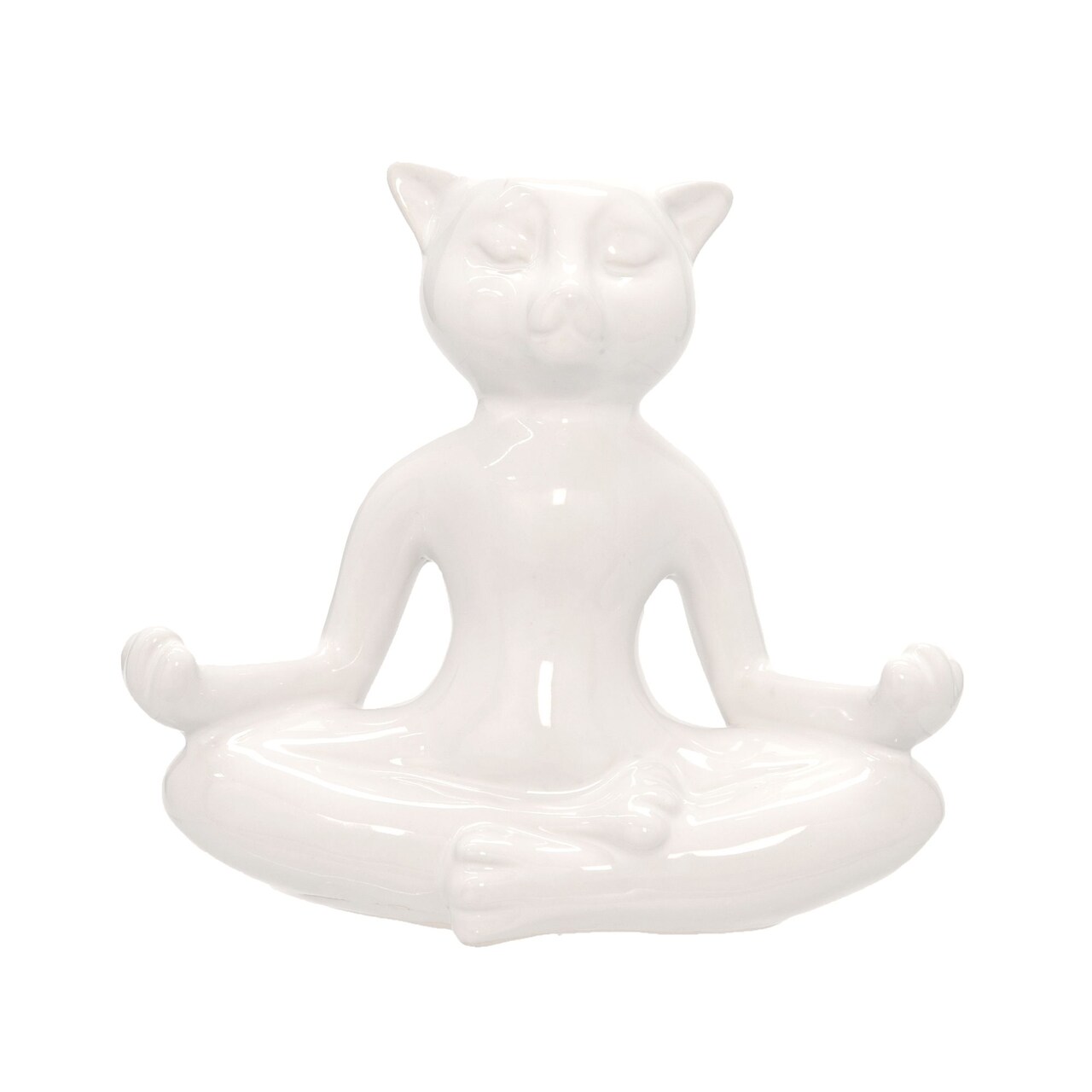Kingston Living Ceramic Yoga Cat Tabletop Figurine - 7.5" - White